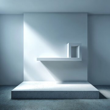 minimalist concrete room with geometric light