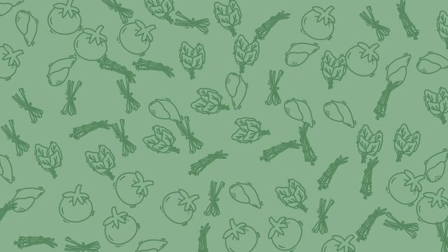 Boho Organic Vegetable Line Art Pattern
