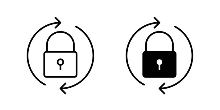 A clean and modern change password symbol in two styles &mdash; outline and solid black. Ideal for account settings, login and authentication flows, cybersecurity platforms, mobile banking apps.