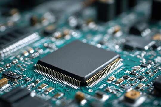 close-up view of an electronic circuit board