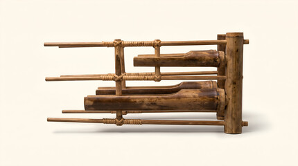 Fototapeta premium Traditional Indonesian Angklung Bamboo Musical Instrument Isolated on Clean Background