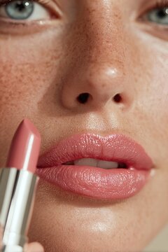 close-up of lips with lipstick