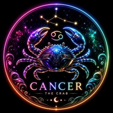 Neon zodiac cancer