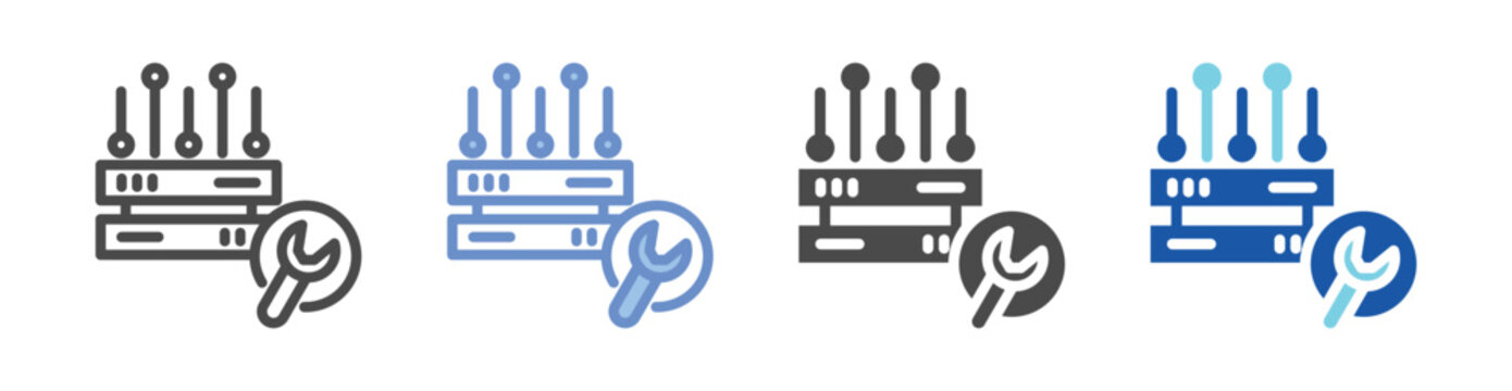 Server Maintenance Icon Set With Multiple Styles Vector Illustration