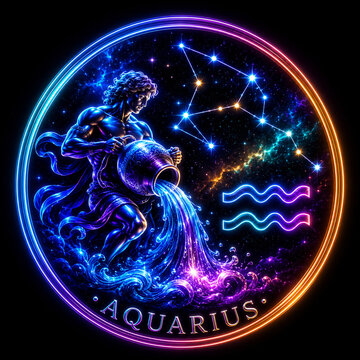 Neon zodiac aquarius