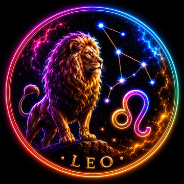 Neon zodiac leo