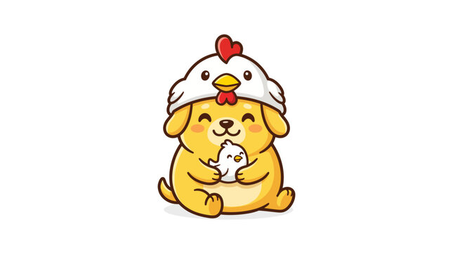 Yellow dog mascot in chibi style