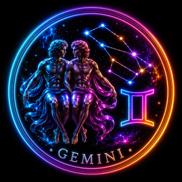Neon zodiac gemini
