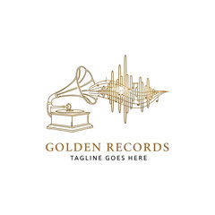 Fototapeta premium Creative fusion branding for music production studios, record labels, and audio engineers bridging traditional and modern technology.