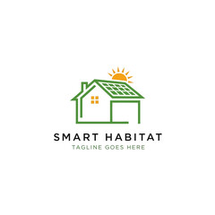 Fototapeta premium Highlight sustainable living and eco-friendly home solutions with this bright solar-powered house logo concept.