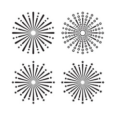 Obraz premium Fireworks silhouettes on a white background linear graphic design