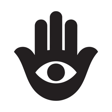 Hamsa Hand Silhouette With Eye Black And White Graphic