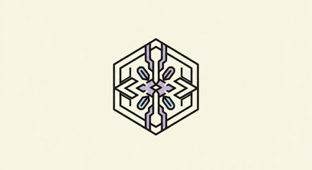 Fototapeta premium Geometric abstract symbol with intricate details and symmetry.
