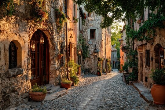 charming cobblestone alleyway in old town