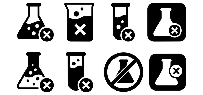 Chemical free, no additives, and preservative free icon set