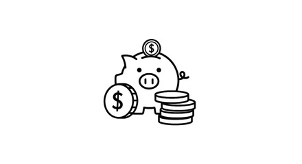 Piggy bank with stacked coins and dollar symbol © anto