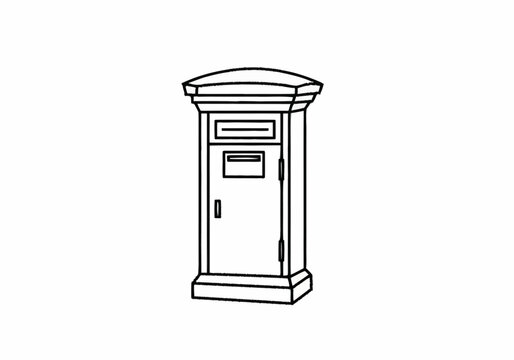 Classic British Post Box Outline Drawing.