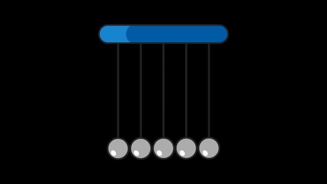 Flat Design **Newton's Cradle Swinging** Balls **Chain Reaction** Alpha Channel Loop 4K