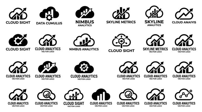 Black Cloud Computing Logos Icons.