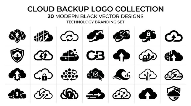Cloud Backup Logo Collection Icons.
