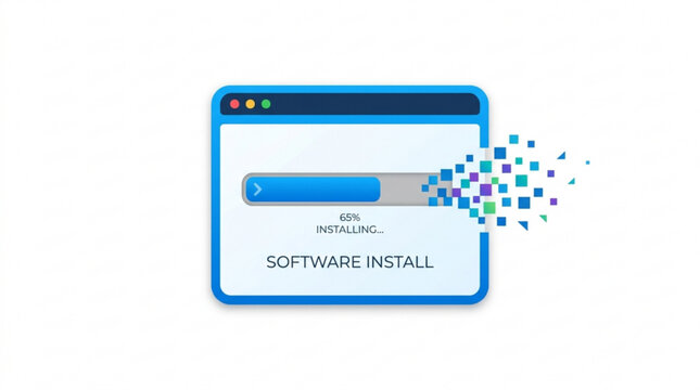 Software installation process loading icon on screen display