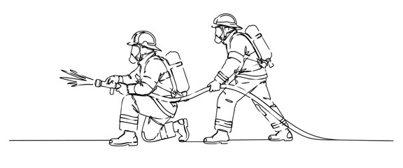 Obraz premium Professional firefighters operating equipment during an emergency response, highlighting rescue operations, safety and public service.