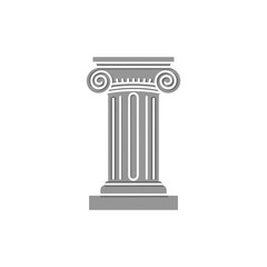Obraz premium Ionic Column Silhouette, Ancient Greek Architecture Element, White Background