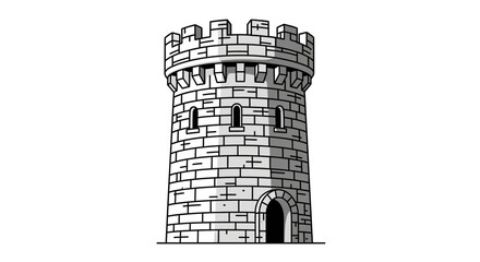Medieval Stone Tower, Castle Turret, Fortress Wall, Defense Architecture, Historical Landmark © fadli