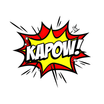Vibrant comic explosion effect with bold kapow text for dynamic action graphics and energetic visuals