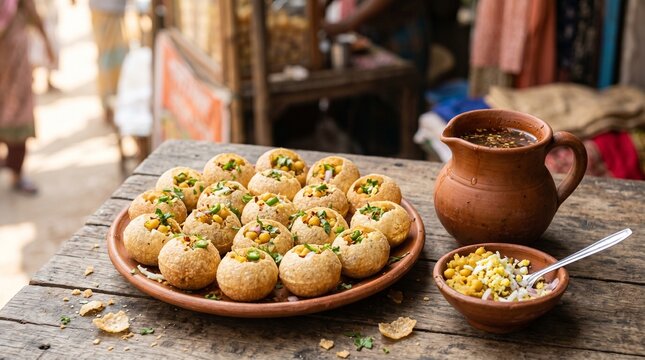 Authentic Bangladeshi Fuchka Street Food with Tamarind Water