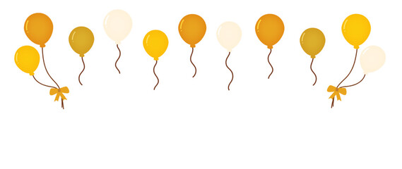 ホワイトやゴールドの風船のイラスト背景素材 デコレーション向け素材/White and gold balloon illustration background material © Moe Hosokawa