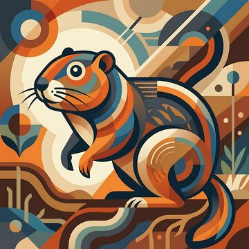 Stylized gopher vector in geometric abstract art style