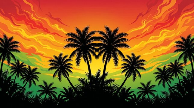 Cannabis garden on reggae background
