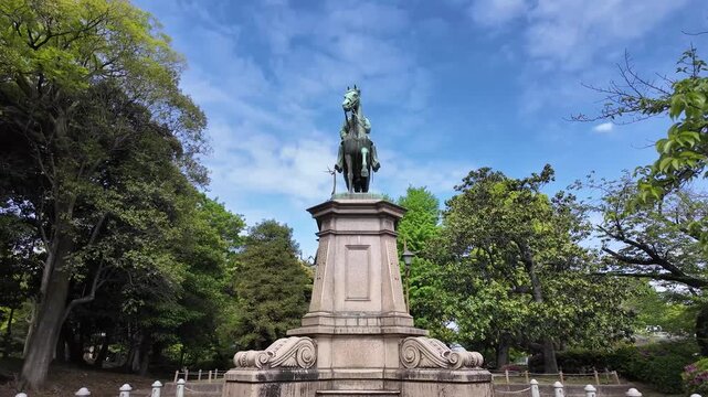 Komatsunomiya Akihito Shinno statue monument in public park April 25 2026