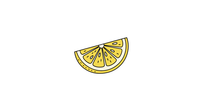 Fresh lemon slice with seeds and thick black outline