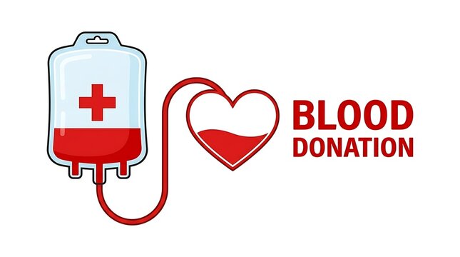Blood donation concept, medical symbol, red heart, iv bag