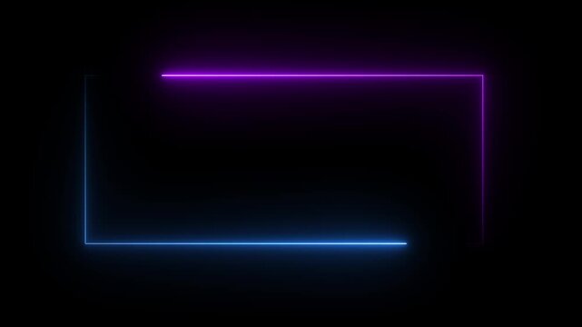 Two Adjacent Neon Rectangular Frames Blue and Purple on Black rectangle border