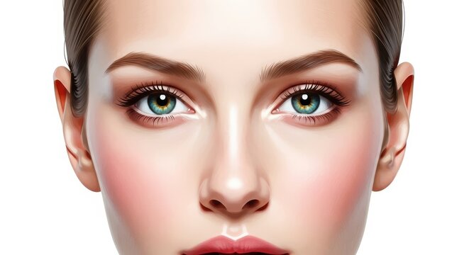 Artistic rendering in light pigments highlighting mature facial features, sparkling ocular details, and flushed skin tones with elegance, calm, serene, classic