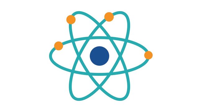 Atomic Structure Animation Featuring Electrons Orbiting Nucleus for Science and Technology Visuals