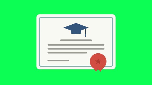 Animated Graduation Certificate on Green Screen Motion Graphic for Educational Presentations