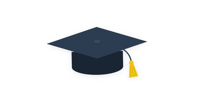 Animated Graduation Cap Illustration Symbolizing Academic Achievement and Educational Success