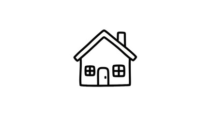 Fototapeta premium Hand drawn house sketch with windows and chimney
