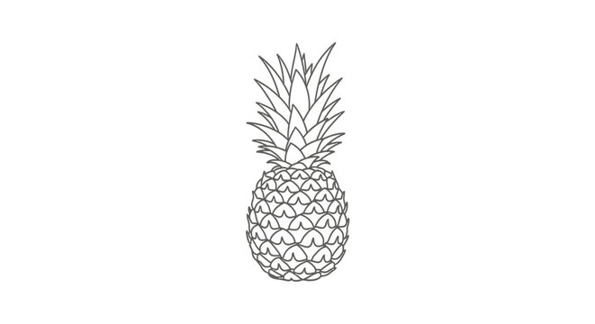 Single pineapple line art drawing