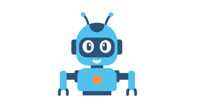 Cute Blue Cartoon Robot Character Design