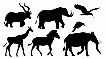 Obraz premium Set of wild african animal silhouettes