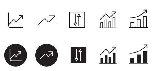 Trend Up Arrow and Positive Financial Market Growth Vector Icon Set for Business Sales Success © Waseem