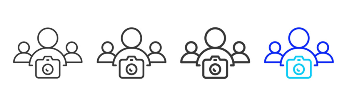 Team Focus Icon Collection Creative Outline Style for Pixel Network Design User Interface Layout Structure Responsive Framework Digital Workspace Vector Set Icons