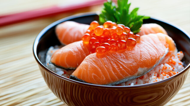 japanese salmon don sake don food photography