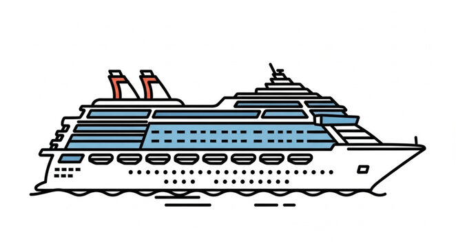 Modern Cruise Ship Illustration.
