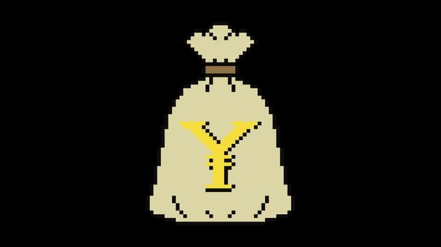 Retro Pixel Yuan Money Bag Animation, Finance, Treasure and Loot Asset.
For game,currency, treasure rewards, loot drops, shop interfaces, banking icons, finance themed.